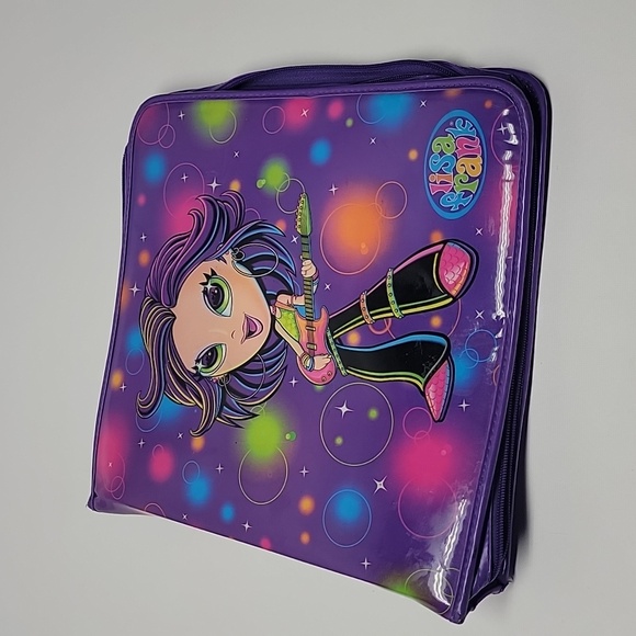 Vintage 90s y2k lisa frank Rockstar girl zip up binder - Picture 1 of 11